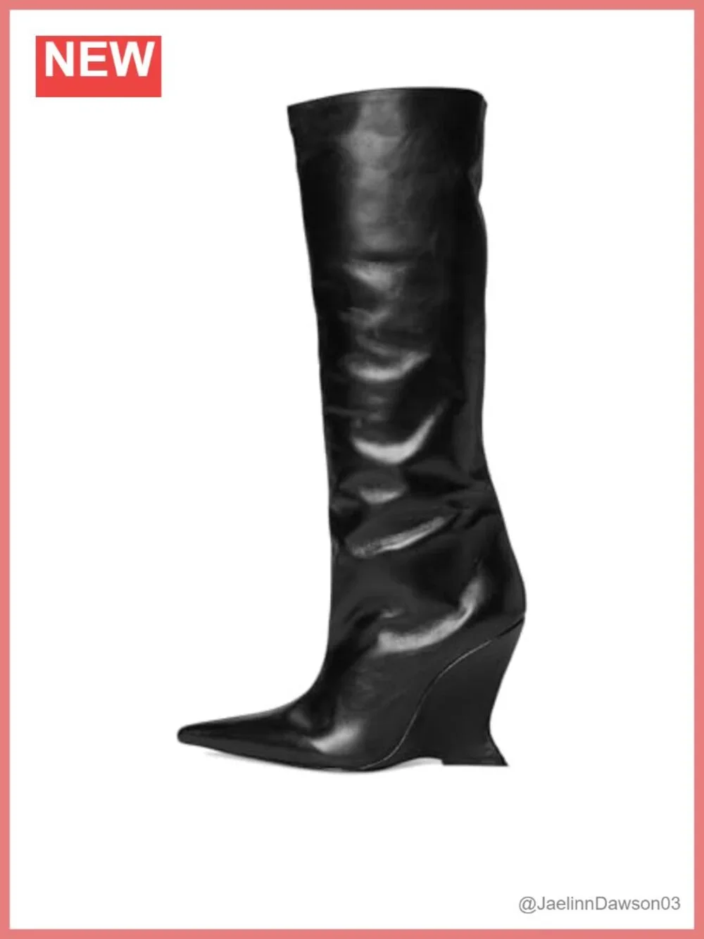 Siena Over the Knee Wedge Leather Boots Pointed Toe Pull-On Calf High